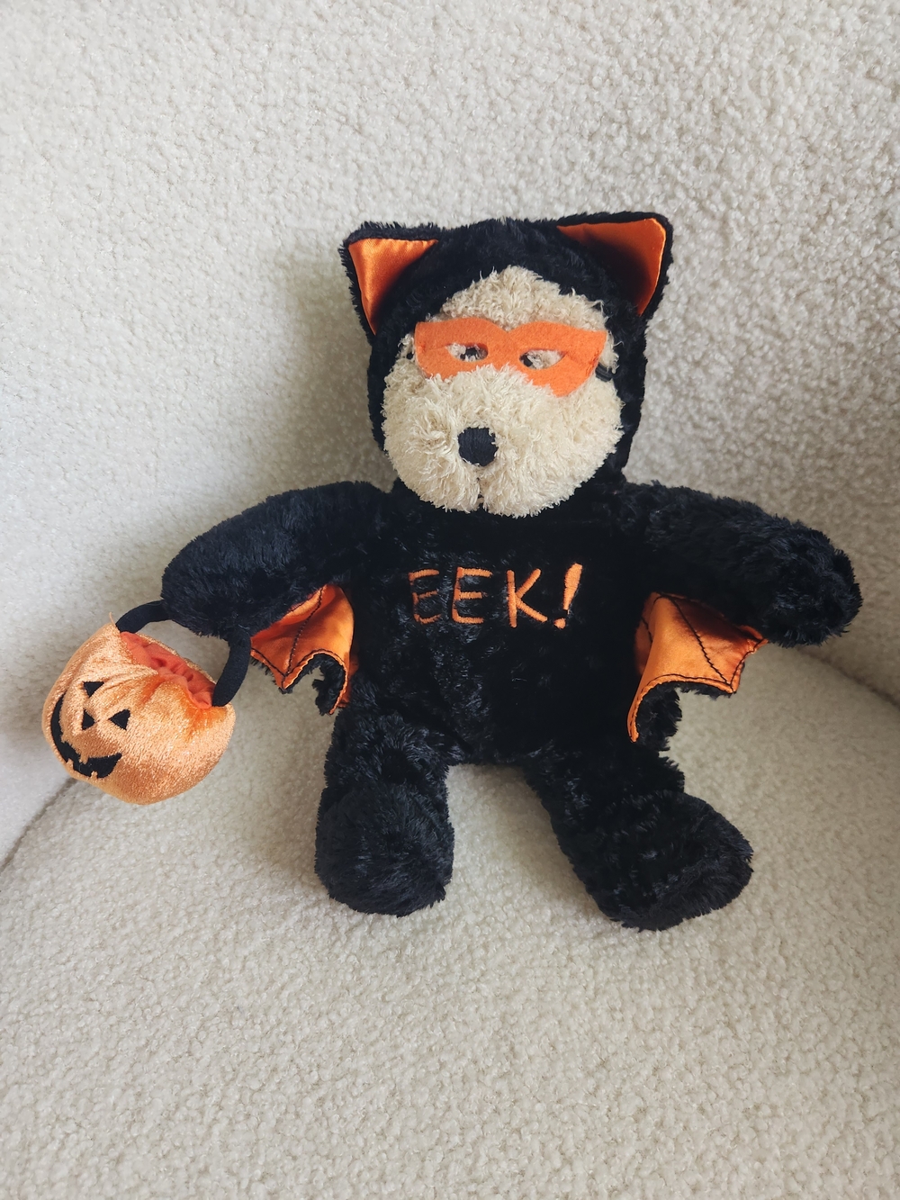 Starbucks Coffee Bearista Bear EEK Bat Black Orange Halloween Plush 10"  2003